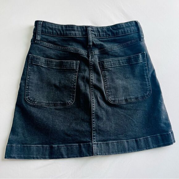 Madewell | Patch Pocket Exposed Button Up Denim Mini Skirt in Black Size 25 - Picture 6 of 7